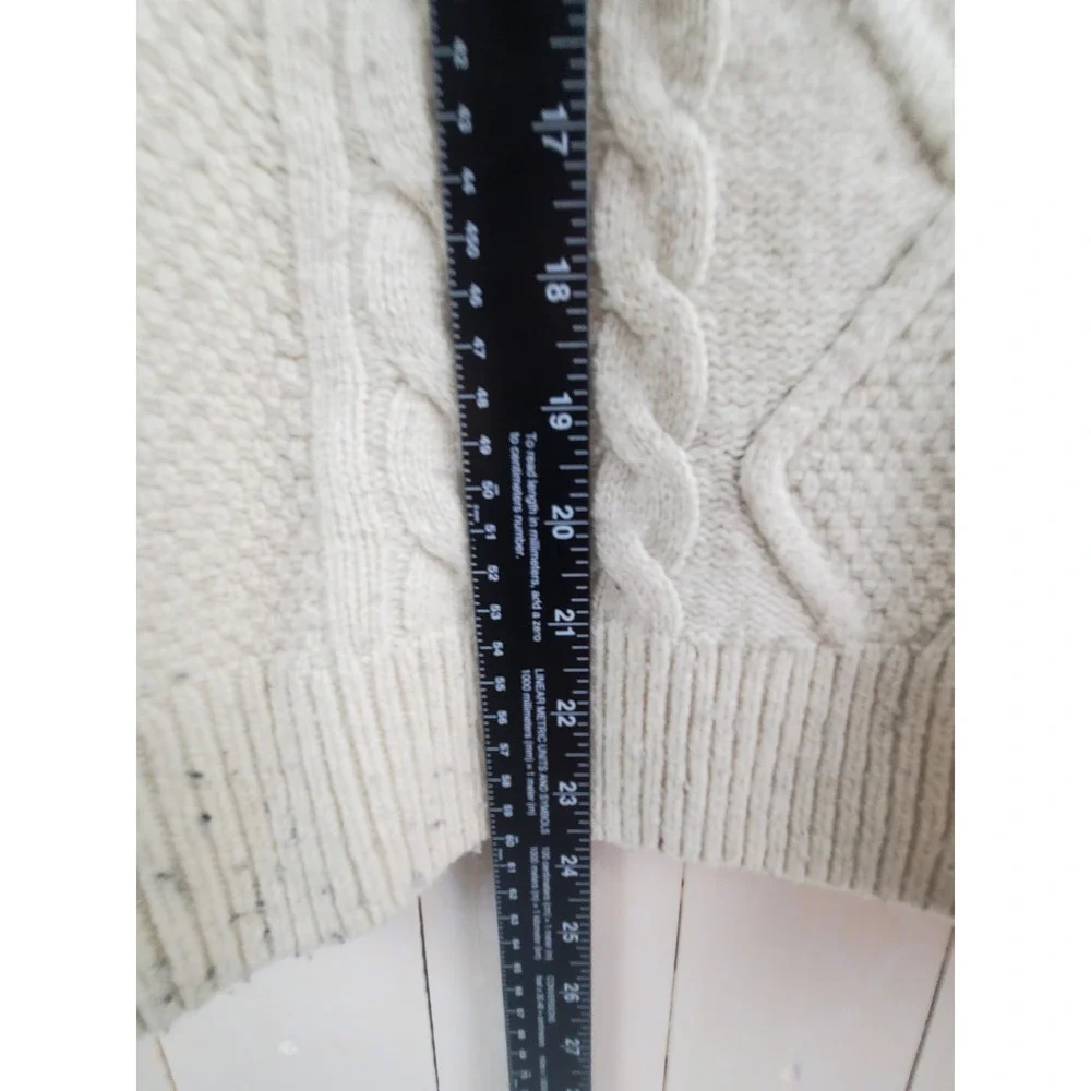 Abercrombie & Fitch Men Medium Cable Knit Sweater Cream Off-White Grunge Hipster